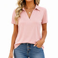 Damen Poloshirt Größe S Rosa Kurzarm mit V-Ausschnitt
