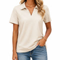 Damen Poloshirt Größe M aus Textil in Creme mit Kurzarm