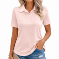 Damen Poloshirt L Rosa Kurzarm mit Knopfleiste