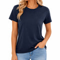 Damen T-Shirt Größe S Dunkelblau Kurzarm Rundhals Casual
