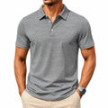 Herren Poloshirt XL Grau Weiß gestreift kurzarm mit Kragen