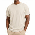 Herren T-Shirt Größe M Beige mit Rundhalsausschnitt Kurzarm