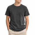 Herren T-Shirt M aus Baumwolle Schwarz im Vintage-Look Kurzarm