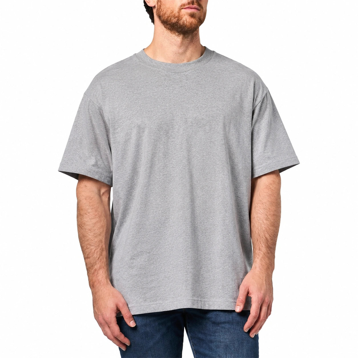 Herren T-Shirt Größe L Hellgrau Kurzarm Lockerer Alltagsschnitt