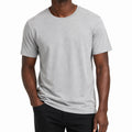Herren T-Shirt L aus Textil in Hellgrau mit Rundhalsausschnitt Kurzarm