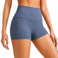 Damen Sportshorts Größe L aus elastischem Synthetikgewebe Blau mit hohem Bund für Training